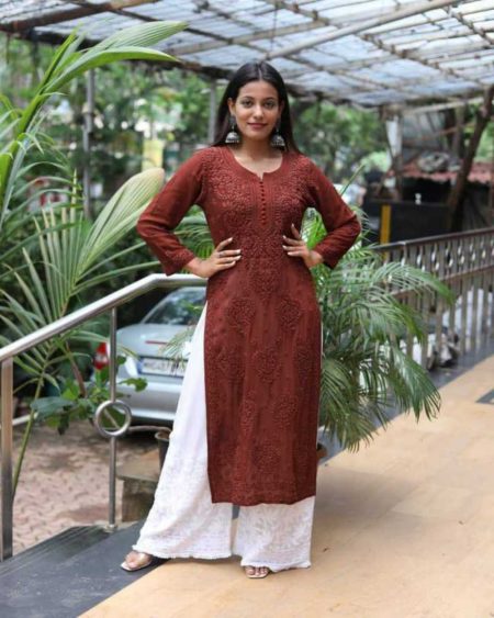 DESIGNER WEAR TRENDING SUMMER REYON TOP WITH COTTON THREAD EMBROIDERED WORK AND WORK PLAZO