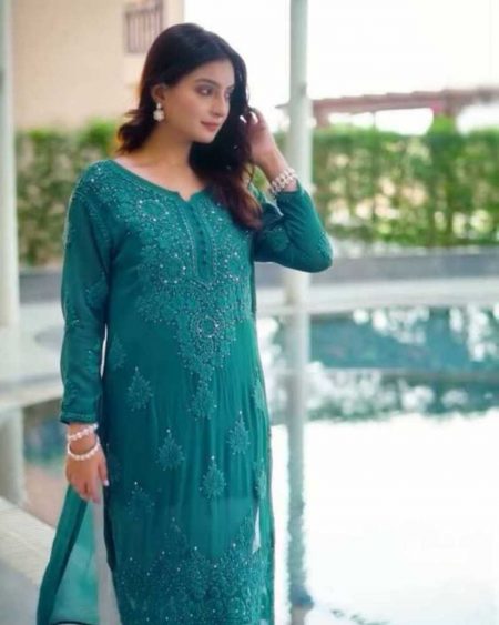DESIGNER WEAR TRENDING SUMMER  TOP WITH COTTON THREAD EMBROIDERED WORK AND  PLAZO