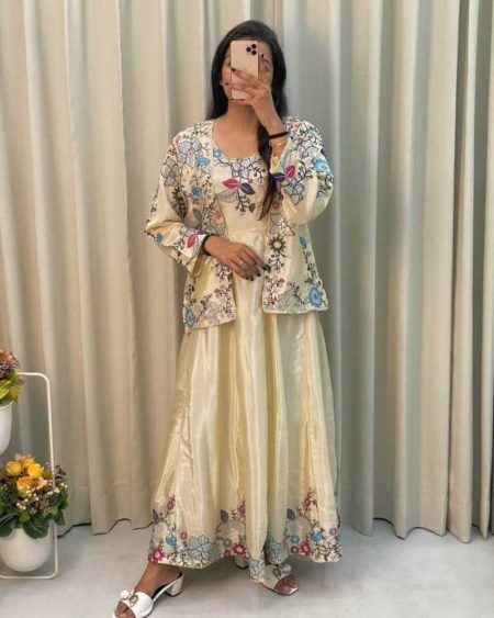 DESIGNER FANCY WESTERN STYLE CORDING SEQUANCE WORK KOTI, WITH GOWN