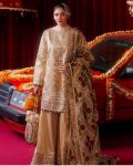 EID SPECIAL SEQUENCE EMBROIDERY ON LUXURIOUS SILK FABRIC (COSMOS) TOP AND SARARA WITH DUPATTA