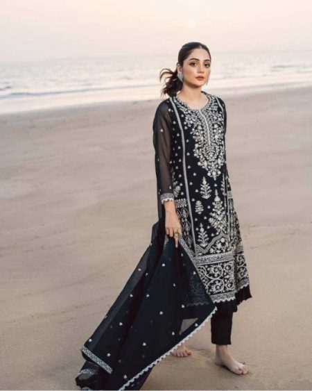 DESIGNER WEAR TRENDING FAUX GEORGETTE TOP WITH SEQUANCE  EMBROIDERED WORK AND PANT WITH DUPATTA