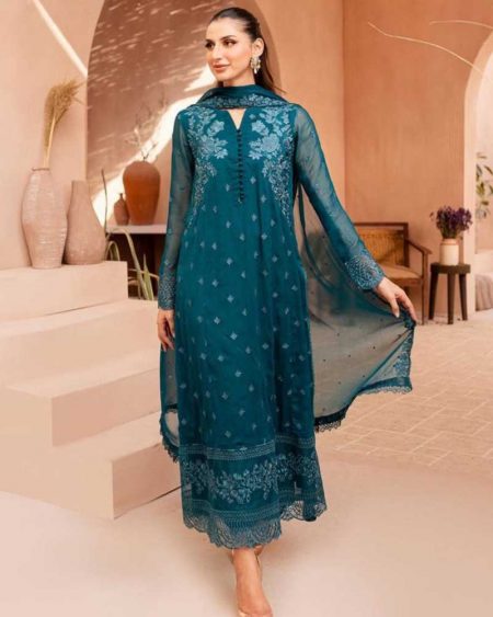 DESIGNER TRENDING  PUMPUM NECK TOP WITH EMBROIDERY WORK WITH PANT AND DUPATTA