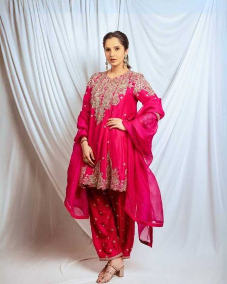 DESIGNER WEAR TRENDING BLOOM VICHITRA FABRIC TOP WITH PANT SEQUANCE  EMBROIDERED WORK WITH DUPATTA