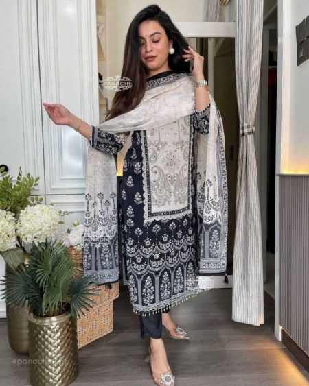 DESIGNER WEAR TRENDING  TOP WITH PRINTED WORK WITH MIROR WORK WITH PANT AND DUPATTA