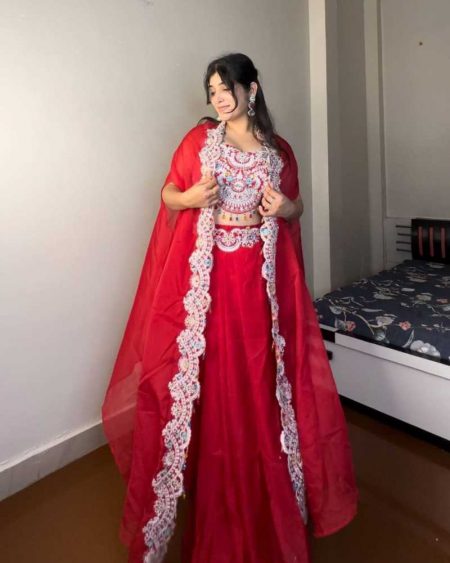 NEW THREE PIECE INDO-WESTERN READY TO WEAR DRAPED PLATED DHOTI WITH BLOUSE,KOTI AND BELT