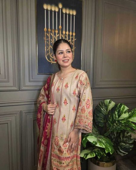 DESIGNER WEAR EXCLUSIVE FARSI SALWAR SUIT IN PRINTED FRENCH CREAPE TOP AND SALWAR WITH DUPATTA