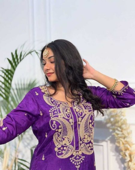 FOR TRENDING WEDDING SEASON INDO WESTERN LEHENGA TOP PAIR AND DUPATTA WITH BEAUTIFUL SEQUENCE EMBROIDERY WORK