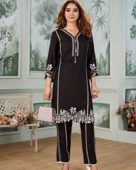 FOR TRENDING RUNNING WEAR CO-ORD SET PAIR WITH BEAUTIFUL EMBROIDERY WORK